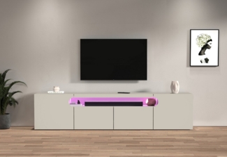 INOSIGN Lowboard REAL TV-Möbel, 240 cm breit, 40/60 cm hoch, Hochglanz oder matt, Mit 4 Türen, davon 2 abgerundet, die ein ovales offenes Fach bilden