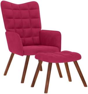 vidaXL Relaxsessel mit Hocker Weinrot Samt 4016826
