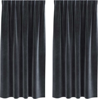 vidaXL Vorhänge mit Vorhängen 2 pcs Dunkelgrau 140 x 175 cm Samt 4107229