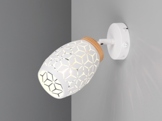 Wandstrahler BIDAR Weiß mit Schalter & Stanzmuster, Breite 12cm