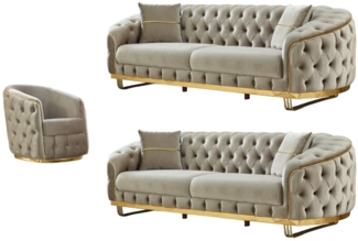 Villa Möbel Polstergarnitur Fairy, (Set, Set besteht aus: 3 Sitzer+3 Sitzer+Sessel), Handmade Quality,strapazierfähiger,pflegeleichter Mikrofaserstoff