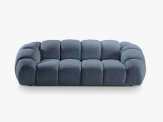 Micadoni Sofa Diana 3-Sitzer Strukturierter Samtstoff Jeansblau