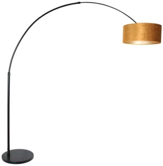 Steinhauer LIGHTING LED Bogenlampe, Leuchtmittel nicht inklusive, Bogenleuchte Stehlampe Bogenstehleuchte Textil gold Höhenverstellbar