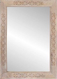 vidaXL Spiegel mit Spiegel Weiß 57 x 70 x 3 cm massives Mangoholz 4018147