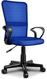 Tresko Schreibtischstuhl mit Armlehnen & Kunststoff-Leichtlaufrollen, stufenlos höhenverstellbar, blau