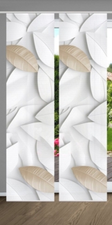 HOME in green Schiebegardine LISON (2 St), Paneelwagen, halbtransparent, SET DIGITALDRUCK,BAMBUSOPTIK RECYCELT