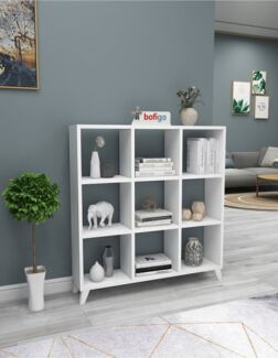 Würfel-Bücherregal 60 x 43 cm Spanplatte Weiß 90729961 [en. casa]