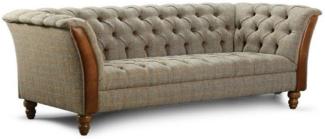 Casa Padrino Luxus Chesterfield 4er Sofa Grau / Braun 260 x 87 x H. 77 cm - Wohnzimmer Sofa mit Echtleder - Chesterfield Wohnzimmer Möbel