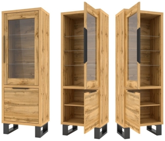 Lomadox Vitrine HENDERSON-83 Wohn-/Esszimmer in Wotan Eiche Nb, B/H/T ca. 64/190/45 cm