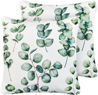 Gartenkissen 2er Set BOSQUE Pflanzenmuster 45x45 cm Grün