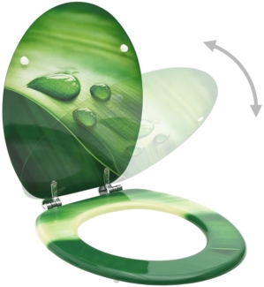 vidaXL Toilettensitze mit Deckel 2 Stk. MDF Grün Wassertropfen-Design 3056407