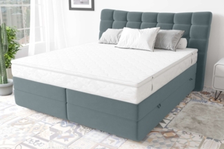 99rooms Santorini Boxspringbett Velours KRONOS Hellgrau 160x200 cm Bonell-Federung