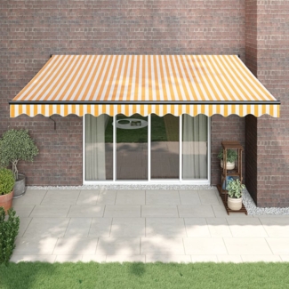 vidaXL Markise Einziehbar Gelb und Weiß 4x3 m Stoff und Aluminium 3154458