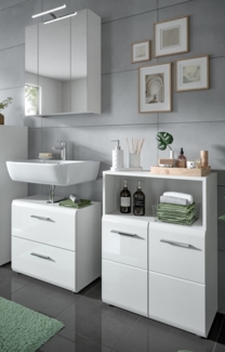 Badmöbel Set Cover in weiß Hochglanz 3-teilig 135 cm