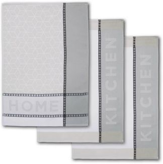 Dyckhoff Geschirrtuch HOME / KITCHEN, Maße je Tuch ca. 50x70 cm, (Set, 6-tlg), mit zwei verschiedenen Motiven