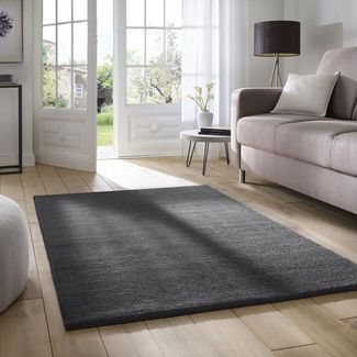 TaraCarpet Teppich Supersoft Kurzflorteppich Fiona Uni, rund, Höhe: 14 mm, waschbar anthrazit Wohnzimmer Schlafzimmer Kinderzimmer 120x120 cm