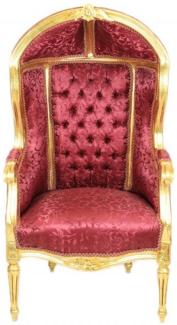 Casa Padrino Barock Kinder Thron Sessel Bordeaux Muster /Gold - Ballon Sessel Barock Möbel