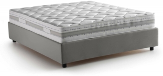 Dmora Doppelbett Alessander, Bettkasten mit Stoffbezug, 100 % Made in Italy, Öffnung vorne, inklusive Matratze 160 x 200 cm, Grau