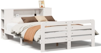 vidaXL Massivholzbett ohne Matratze Weiß 160x200 Kiefernholz 3309885