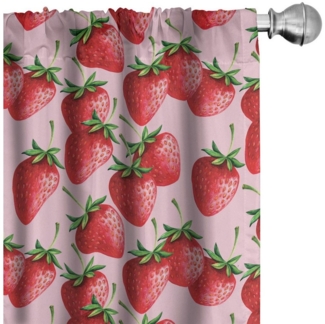 Abakuhaus Gardine Vorhang für Wohnzimmer Schlafzimmer Dekor, Microfaser, rot Saftige Erdbeeren Obst