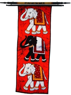 Guru-Shop Wandteppich Traditionelles Batikbild aus Nepal, Wandbehang., Höhe: 95 mm