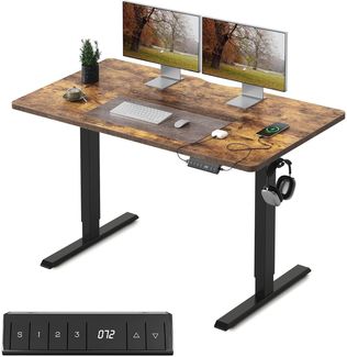 FEZIBO Schreibtisch Elektrisch Höhenverstellbar 100x60 Steh-Sitz Braun