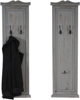 2er-Set Garderobe Wandgarderobe Garderobenpaneel Wandhaken 109 x 28 x 4 cm ~ grau shabby