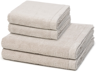 Cawö Lifestyle 4 tlg. Frottier-Set - 2 X Handtuch (50 X 100cm) und 2 X Duschtuch (70 X 140cm) - 520 g/m2 - Travertin