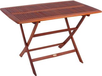 Gartentisch BOZEN rechteckig - Eukalyptus, Eukalyptusbraun, 120 x 70 x 74 cm | Klapptisch Esstisch Wetterfest Outdoor Tisch