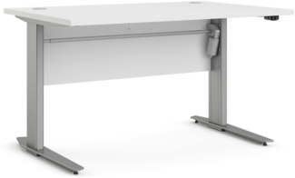 Dmora Schreibtisch Alfango, Mehrzweckschreibtisch, Bürotisch für PC, Eckschreibtisch, 120x80 h75 cm, Weiß und Grau