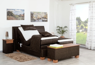 Meisterbetten Boxspringbett Like 100x200 in MS-Espresso, Matratzenbezug Nano, Ergoflex-Topper