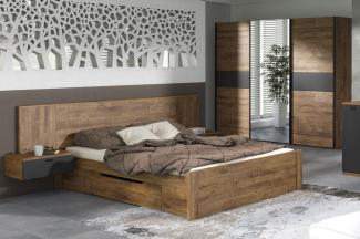 Schlafzimmer Set 4tlg Roma Kleiderschrank Bett 160cm Nachtkonsolen ribbeck eiche