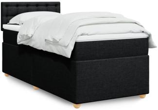 vidaXL Boxspringbett mit Matratze Schwarz 90x200 cm Stoff 3288879