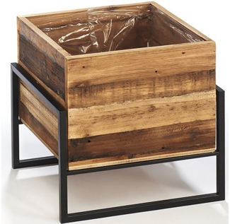 Kobolo Blumentopf Übertopf Pflanztopf - Holz und Metall schwarz Gr1