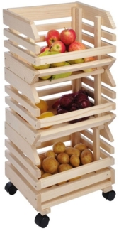Gravidus Kartoffelkiste 3tlg. Holz Obsthorde rollbar