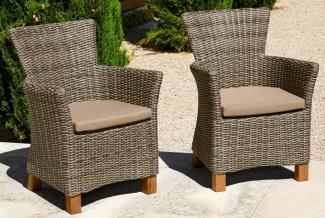 MERXX Gartensessel Toskana (Set, 2-St), 2er Set, Polyrattan/Non-Wood, grau-braun