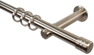 iso-design Gardinenstange Edelstahl 20 mm Wandmontage Endstück Rillenkappe, Ø 20 mm, 1-läufig, Fixmaß, Edelstahl, Edelstahlrohr mit 1 mm Wandstärke