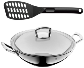 WMF Wok mit Glasdeckel 36 cm und Pfannenwender 31 cm, Set