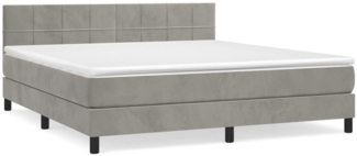 vidaXL Boxspringbett mit Matratze Hellgrau 180x200 cm Samt 3141317