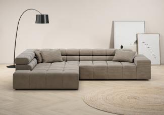 INOSIGN Ecksofa Ancona incl. Kopfteilverstellung, Zierkissen Breite 319cm, L-Form, wahlweise motorische Sitztiefenverstellung, auch in Cord + Easy Care