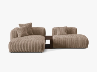 Micadoni Ecksofa Martina 2-Sitzer mit Couchtisch Kord Eichel Links
