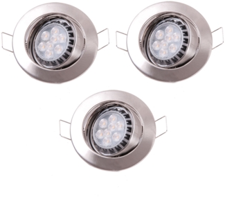 3er Set LED Einbaustrahler, Metall, IP23, D 8,3 cm