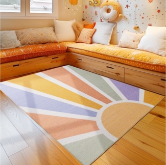 Teppium Teppich Sonnenmuster, Rechteckig, Höhe: 7 mm, Kinderteppich Sonnenmuster Baby Teppich Kinderzimmer Rutschfest
