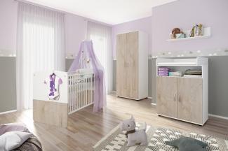 nonjoo Hanna Set 3: best. aus Babybett, Kommode, Wickelaufsatz, Wandboard und Kleiderschrank 2-trg.