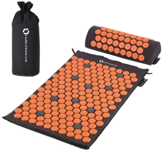 HMS Premium Akupressurmatte Akupressurmatte mit Kissen (Spar-Set, 1-St, fördert Durchblutung), Ideal für Rücken, Nacken, Füße, Hände oder im Sitzen