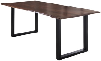 Esstisch Baumkante massiv Akazie nussbaum 220x100 U-Gestell schwarz LUBIN 527338