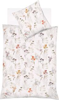 Fleuresse Mako-Satin Bettwäsche 155x220 Blüten Gräser Wende terra creme 114258-3