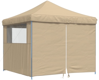 vidaXL Pop-Up Partyzelt, faltbar, mit 4 Seitenteilen, Stahl / PE, Beige, 315 x 292 x 292 cm