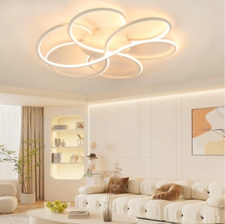 oyajia LED Deckenleuchte 60W/65W Modern Blumenförmiges LED Deckenlampe, Wohnzimmerlampe 3000K, LED fest integriert, Warmweiß, Ring Design LED Deckenlampe Schlafzimmer Hotel Esszimmer Dekoration