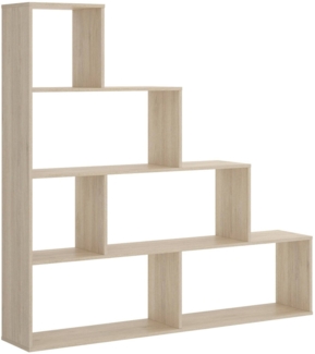 Dmora Apofi Bücherregal, Mehrzweck-Büroregal, Bücherregal mit 6 Regalen, 145 x 29 x 145 cm, Eiche